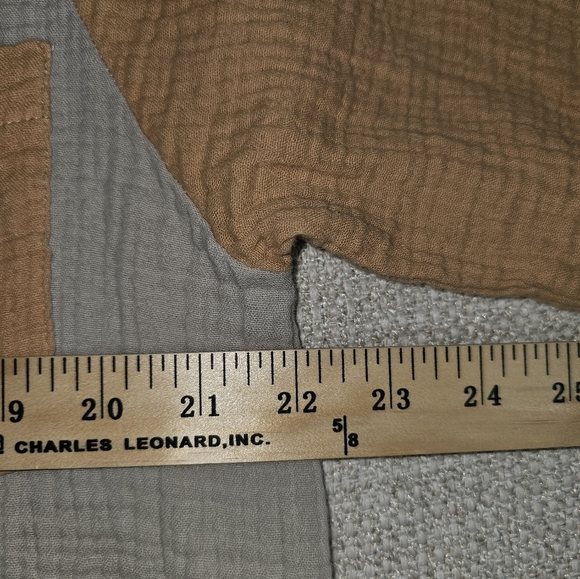 Shannon Passero Colorblock Button Up Gauzy 100% Cotton Shirt.  Tan Cream.  Lg - Picture 9 of 13